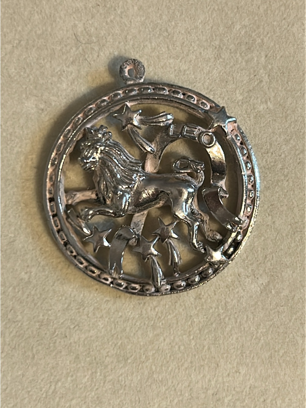 Coro Silver-Tone Lion Zodiac Medallion Pendant